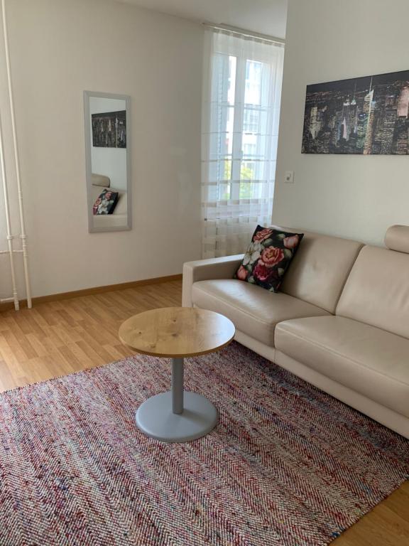 En sittgrupp på 2 Zimmer Appartement mit eigenem Bad und Küche