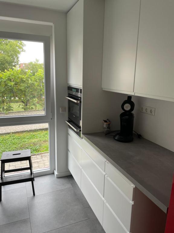 Een keuken of kitchenette bij Ferienwohnung am Wartturm