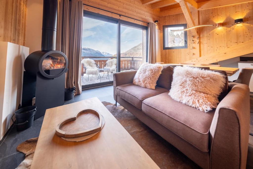 Et sittehjørne på Appartements Chalet Le Fornay