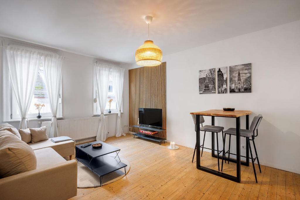 Oleskelutila majoituspaikassa Vintage Apartment 1 am Kurpark von Bad Ems