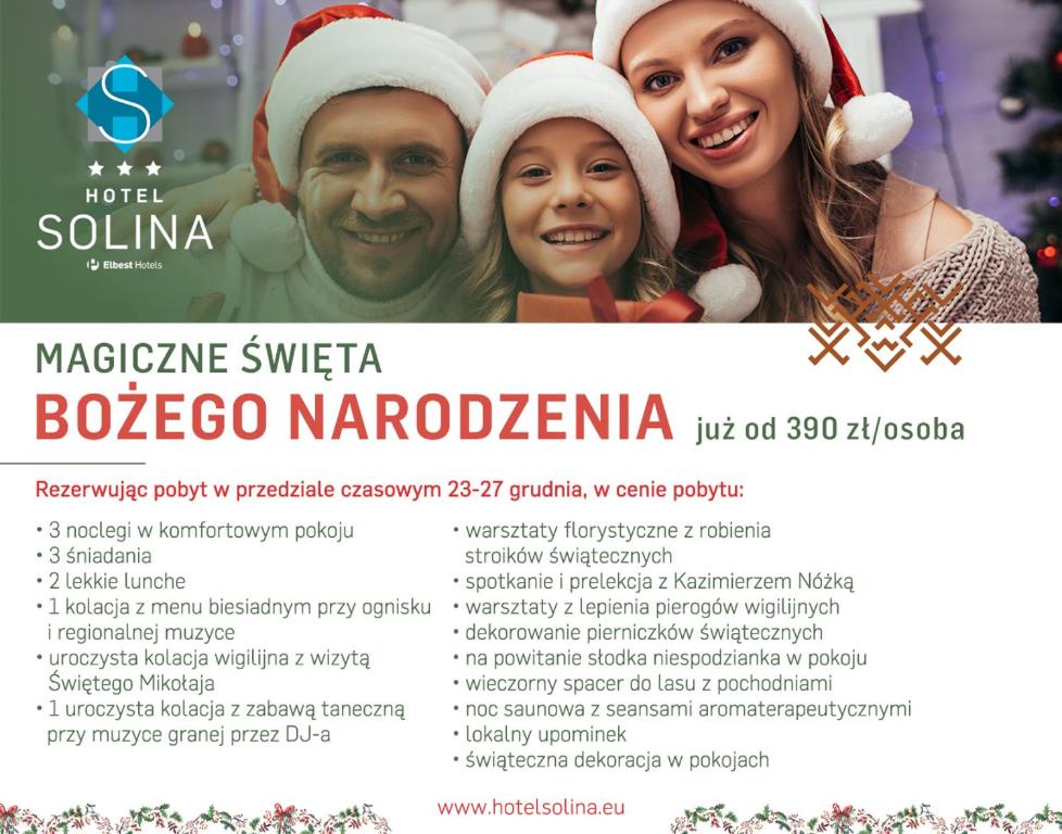 Un volantino per una festa di Natale con un uomo e una donna di Hotel Solina Resort & Spa a Solina