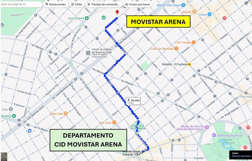 um mapa da próxima área de montanha dod em Torre Cid Movistar Arena em Buenos Aires