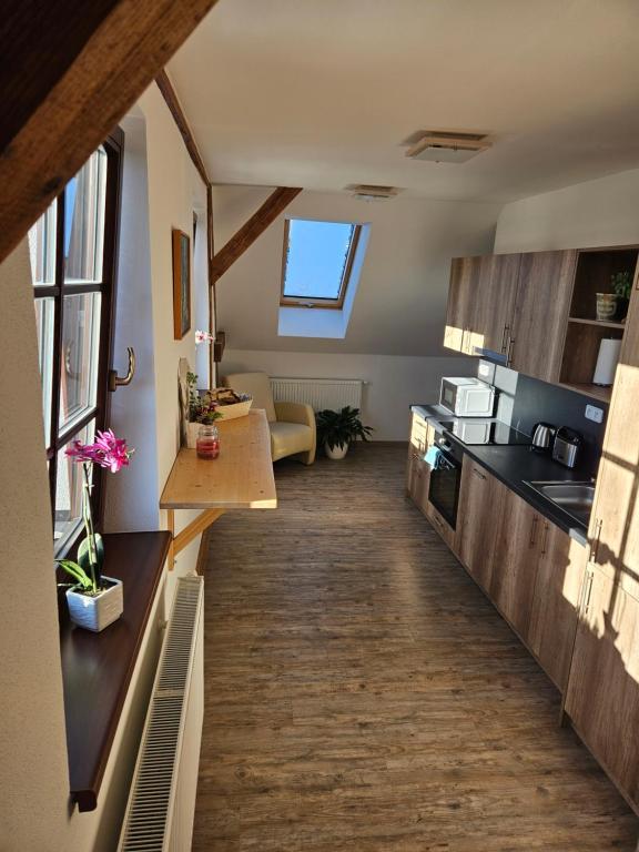 Zimmer mit Küche und Wohnzimmer in der Unterkunft Apartmány Karolína - Kašperské Hory in Kašperské Hory