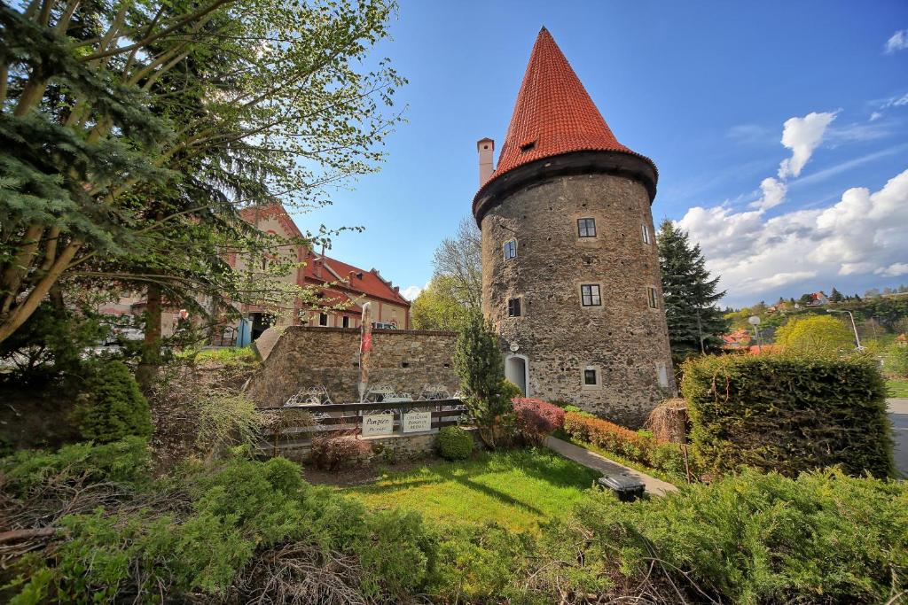 A garden outside Krumlov Tower