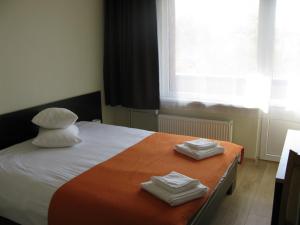 A bed or beds in a room at Hotel Dobele