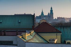 une vue sur les toits des bâtiments d'une ville dans l'établissement Aparthotel Stare Miasto, à Cracovie