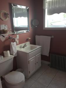 bagno con lavandino, servizi igienici e finestra di Le Gîte De La Sagouine a Bouctouche