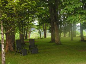 deux chaises assises dans l'herbe sous les arbres dans l'établissement Hotel Sternen, à Lenzkirch