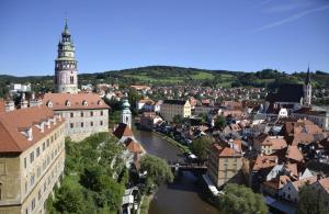 Uma visão geral de Cesky Krumlov ou uma vista da cidade tirada do hostel