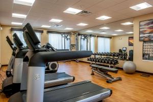 - une salle de sport avec plusieurs tapis de course et appareils de cardio-training dans l'établissement Hyatt Place Bowling Green, à Bowling Green