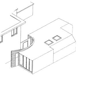 un dibujo de una escalera en una casa en Bed & Office 050, en Groninga