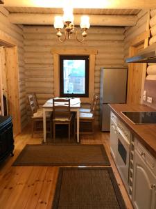 A kitchen or kitchenette at Wellness Hütte am Zwenkauer See bei Leipzig