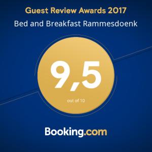 Certifikát, hodnocení, plakát nebo jiný dokument vystavený v ubytování Bed and Breakfast Rammesdoenk