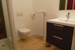 a bathroom with a toilet and a sink at Nena Guesthouse in Leuven