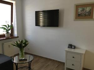 Una televisión o centro de entretenimiento en Apartamenty AP 8