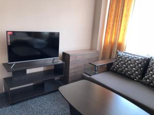 un soggiorno con divano e TV a schermo piatto di Mini Hotel on Brovarskaya a Kiev