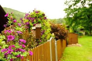 A garden outside Ferienwohnung im Wald mit Kamin