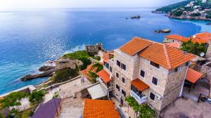 an aerial view of a building with orange roofs at Villa Marinero in Ulcinj