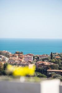 vista su una città con l'oceano sullo sfondo di ARGENTARIO Laura's POOL VILLA a Porto Ercole