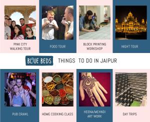 collage of pictures of different things to do in jaipur w obiekcie Blue Beds Hostel w mieście Dżajpur