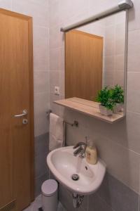 y baño con lavabo y espejo. en Apartments "Pavić" near Zagreb Airport, en Velika Gorica