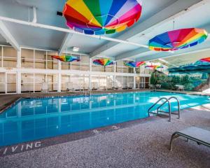 - une piscine avec des parasols colorés au-dessus dans l'établissement Clarion Inn and Events Center Pueblo North, à Pueblo