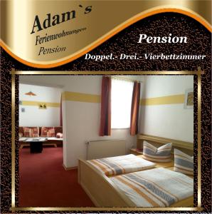 a picture of a room with two beds in it at Adams Pension und Ferienwohnungen in Mühlhausen