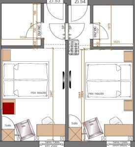 een plattegrond van een gebouw bij Hotel Azenberg in Stuttgart