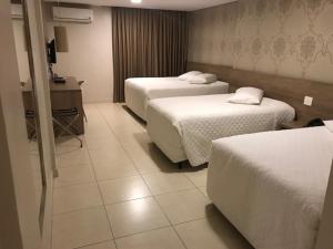 ein Hotelzimmer mit 2 Betten und einem Schreibtisch in der Unterkunft Indaiá Park Hotel in Campo Grande