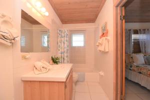 a bathroom with a sink and a toilet and a tub at The Sugar Apple Lodging in Harbour Island