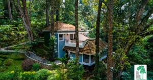 una vista aerea di una casa nel bosco di The Tall Trees a Munnar