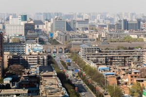 Linna Xi'an üldine vaade või majutusasutusest Xi'an Firefly Hotel pildistatud vaade