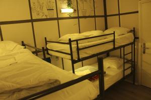 a room with three bunk beds in it at Hostel The Golden Stork in The Hague