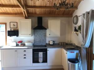 O bucătărie sau chicinetă la Cosy dog friendly lodge with an outdoor bath on the Isle of Wight