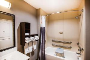 a bathroom with a shower and a bath tub at La Quinta by Wyndham Baton Rouge Denham Springs in Baton Rouge