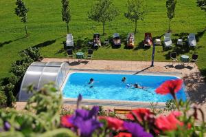 un grupo de personas nadando en una piscina en Hotel Taxerhof, en Radstadt