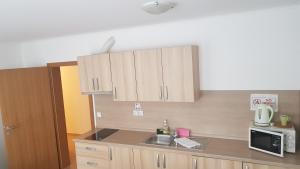 a kitchen with a sink and a microwave at Bled Apartments in Bled