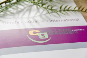 a box with the cev college global logo on it at College Garden Hotel in Bad Vöslau