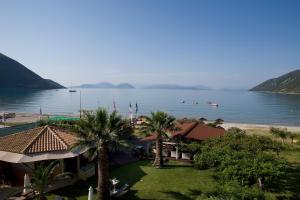 vista su una cassa d'acqua con palme di Nefeli a Vassiliki