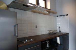 een keuken met een wastafel en een aanrecht bij Studio apartmani Vinica in Vinica