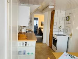 Eldhús eða eldhúskrókur á Haus Boy Jensen Wohnung Dünenblick