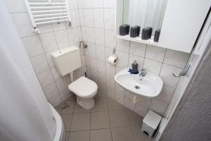 ein kleines Bad mit WC und Waschbecken in der Unterkunft Guest House ANA.k in Postojna