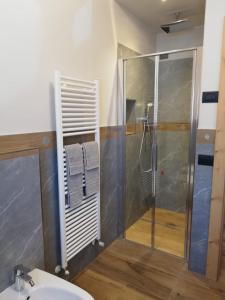 a bathroom with a shower and a sink at Al bait da Valeriano - Appartamento DaMì in Livigno