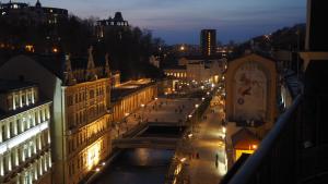 Cảnh Karlovy Vary hoặc tầm nhìn thành phố từ căn hộ