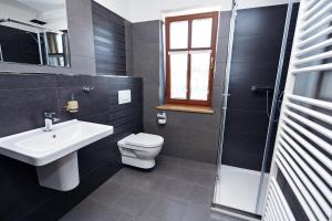 a bathroom with a sink and a toilet at Vila Encore in Valašské Meziříčí