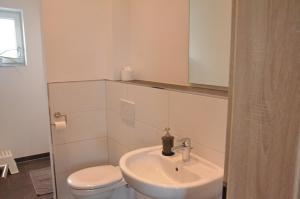 a bathroom with a white toilet and a sink at LaVaTe in Kappel-Grafenhausen