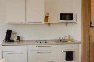 a kitchen with a sink and a microwave at LaVaTe in Kappel-Grafenhausen