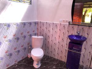 a bathroom with a toilet and a sink at The Papalagi Resort in Gili Gede