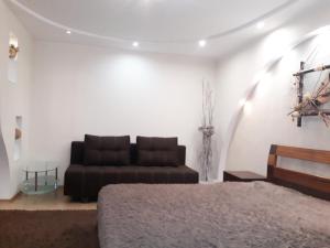 uma sala de estar com uma cama e um sofá em Apartment at Matusevycha Street 2-15 em Kryvyi Rih