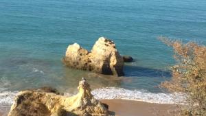 a group of rocks in the water on a beach at Albur Village B - Gerbera in Alvor